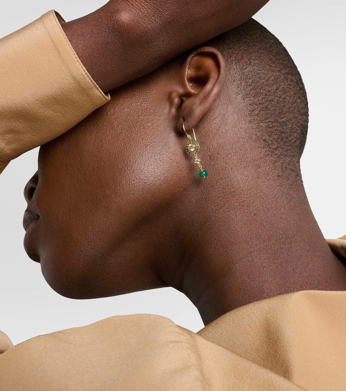Ileana Makri Orbit 18kt gold drop earrings with gemstones