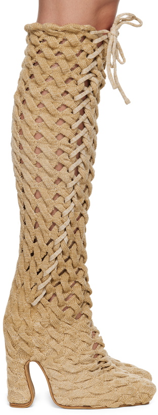 Photo: Isa Boulder SSENSE Exclusive Beige Spiral Cable Boots