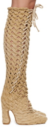 Isa Boulder SSENSE Exclusive Beige Spiral Cable Boots
