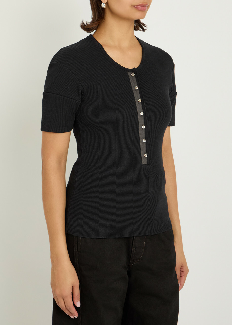Lemaire Ribbed Cotton-blend top Black