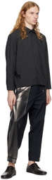 132 5. ISSEY MIYAKE Black Tucked Foil Trousers