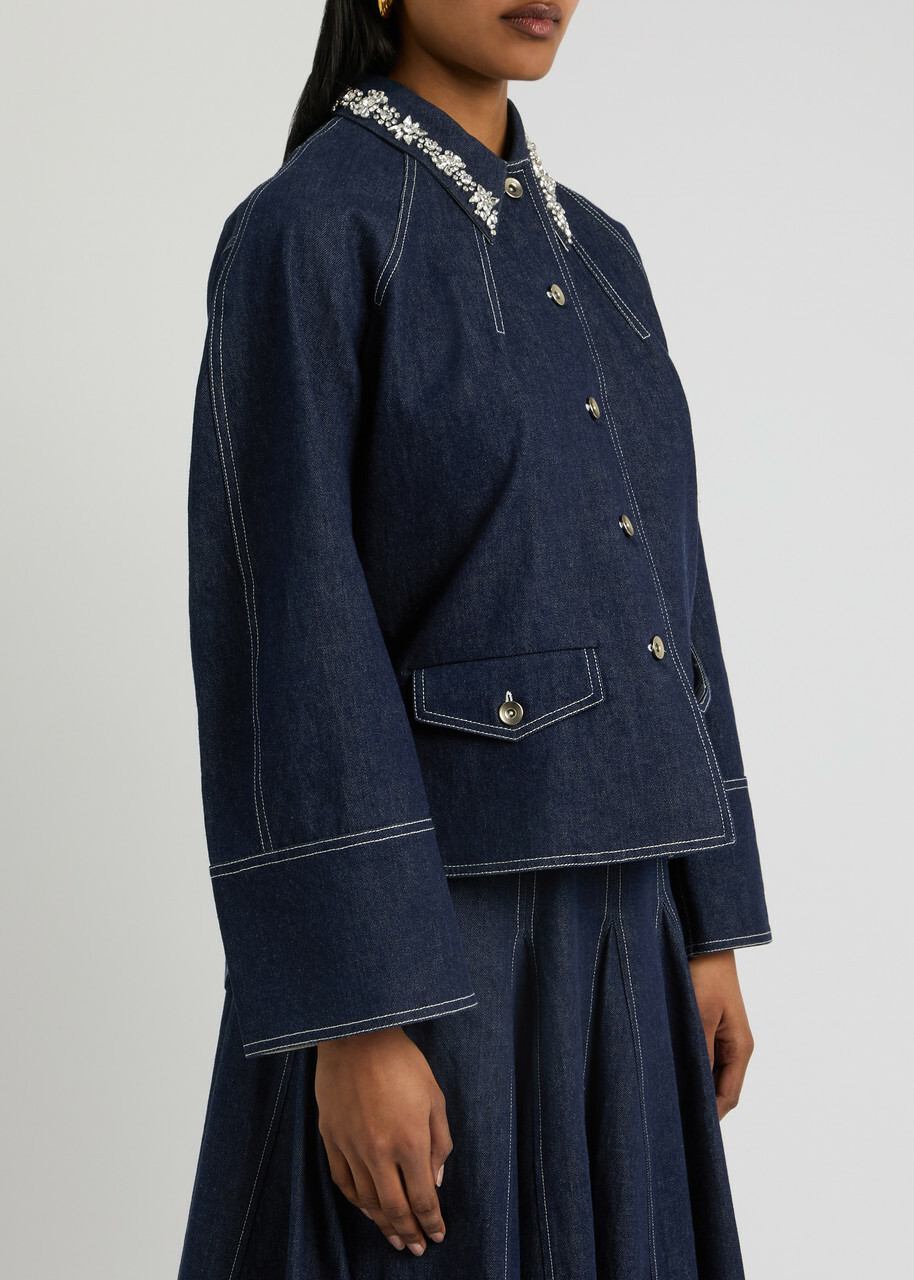 Huishan Zhang Travis Crystal-embellished Denim Jacket Blue