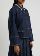 Huishan Zhang Travis Crystal-embellished Denim Jacket Blue