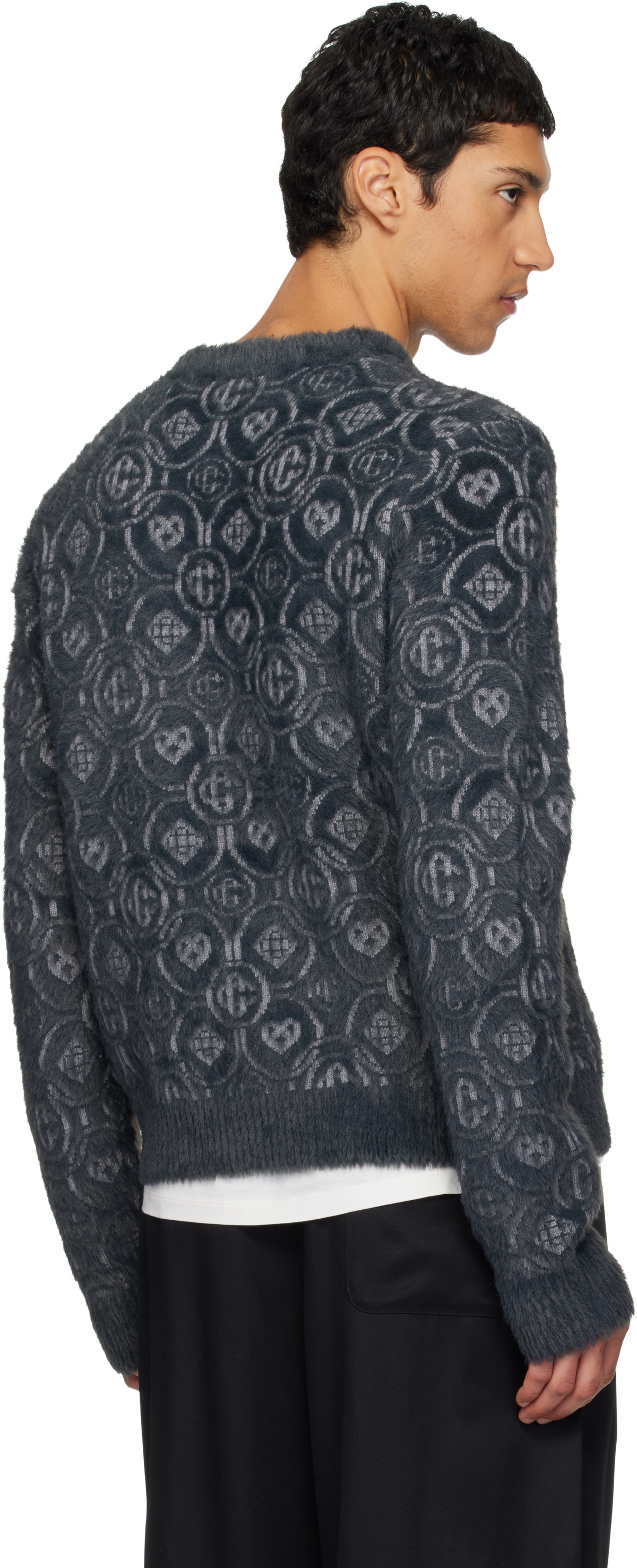 Casablanca Gray Fluffy Monogram Sweater