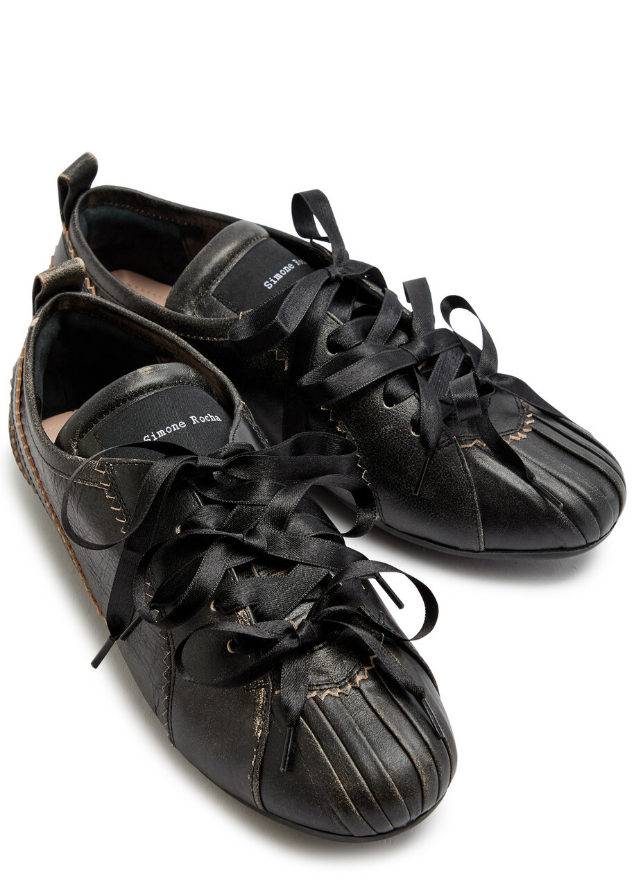 Simone Rocha Ballerina Grip Leather Sneakers Dark Brown