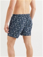 DRAKE'S - Mid-Length Printed Swim Shorts - Blue
