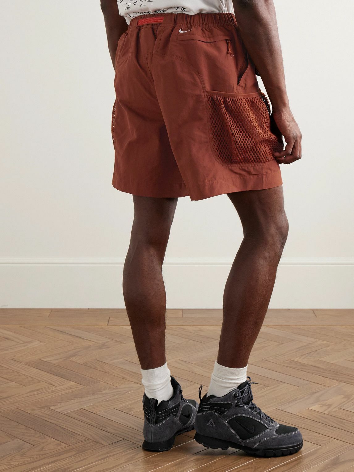 red nike nylon shorts