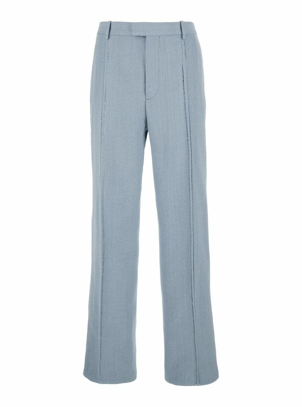 Photo: Bottega Veneta Light Blue Tailored Pants In Silk Blend Man