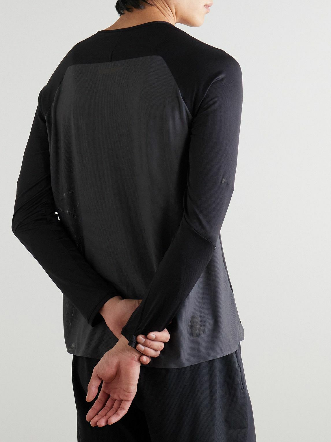 ON - Performance Slim-Fit Stretch Recycled-Jersey and Mesh Top - Black