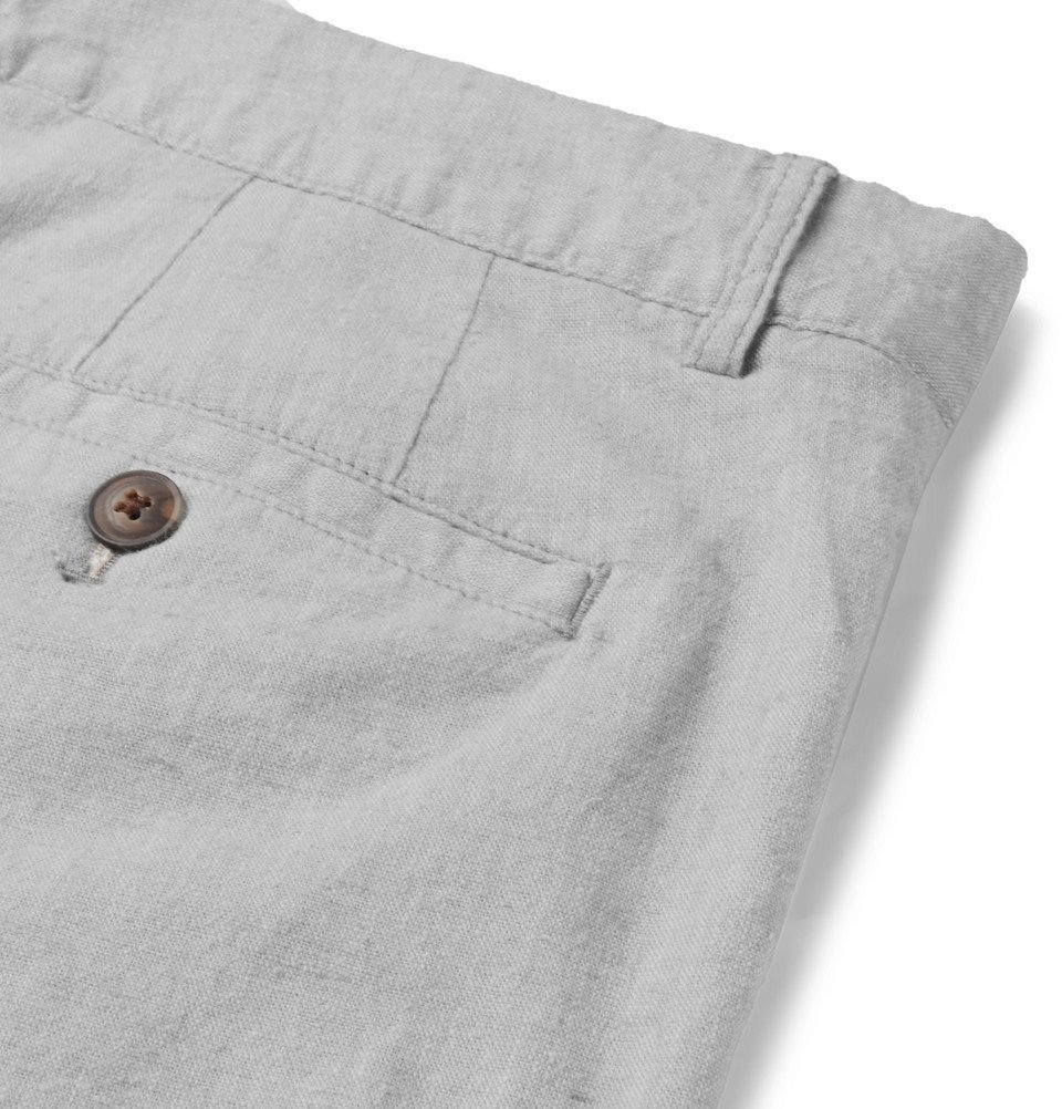 Club Monaco - Baxter Slim-Fit Stretch Linen and Cotton-Blend Chambray Shorts - Gray