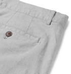 Club Monaco - Baxter Slim-Fit Stretch Linen and Cotton-Blend Chambray Shorts - Gray