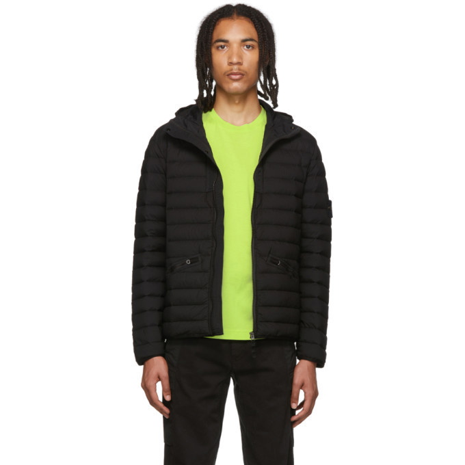 Photo: Stone Island Black Down Hooded Puffer Jacket