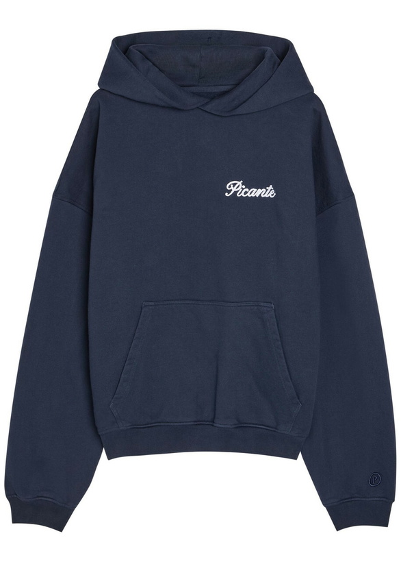 Photo: Picante Tailor Embroidered Hooded Cotton Sweatshirt Navy