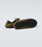 Prada Shuffle leather-trimmed canvas boat shoes
