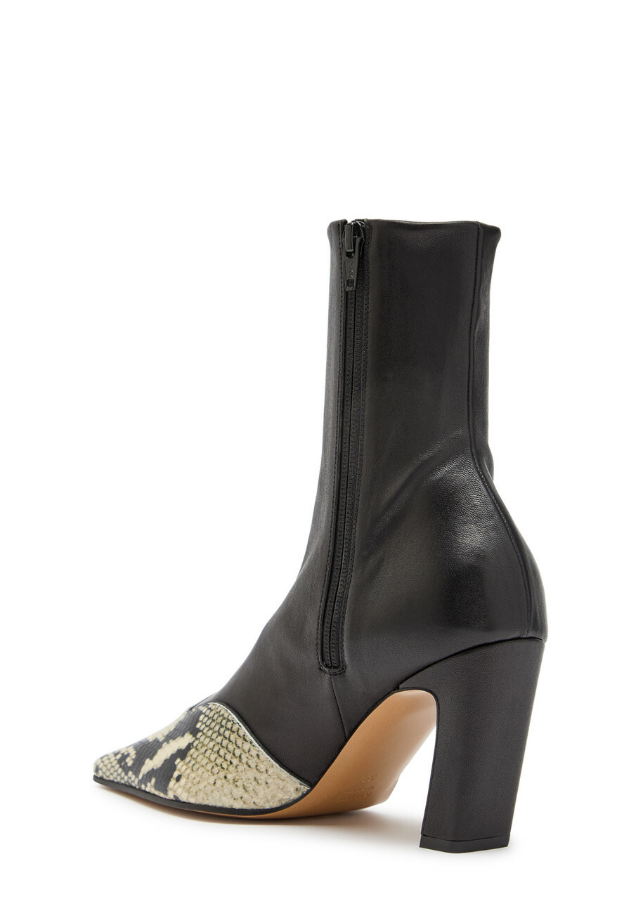 Khaite Nevada 85 Python-effect Leather Ankle Boots Black