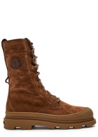 Moncler Vera High Shearling-trimmed Suede Mid-calf Boots Brown