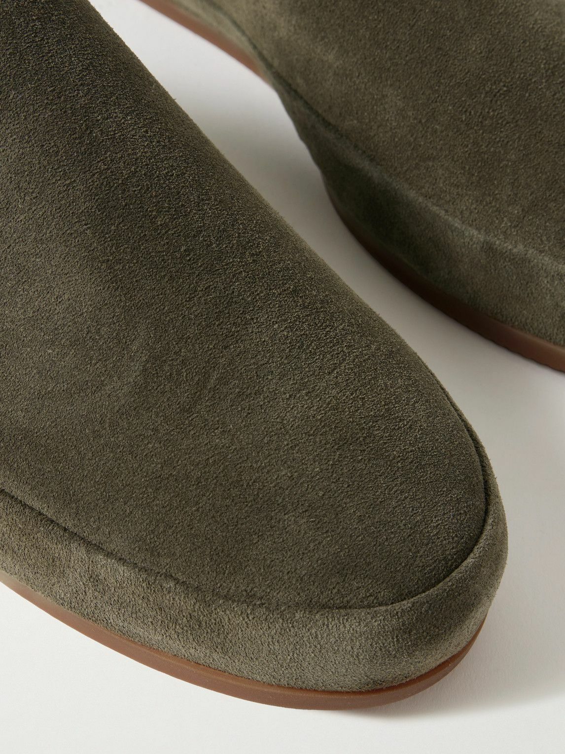 Mulo - Shearling-Lined Suede Slippers - Green