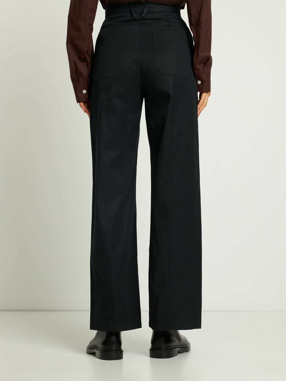 DEVEAUX Lizzy Cotton Twill Wide Leg Pants