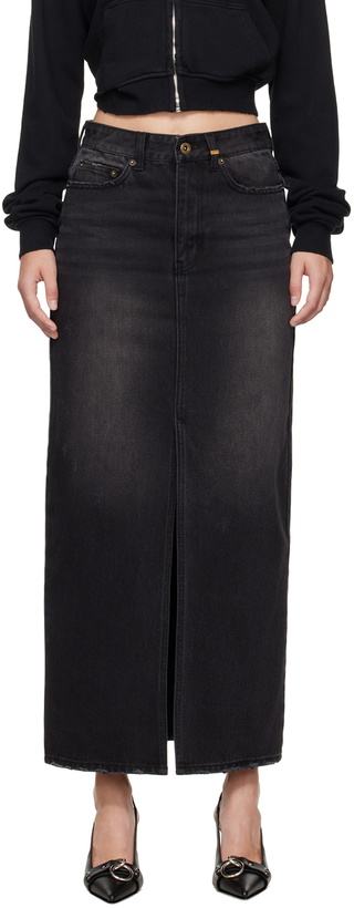 Photo: We11done Black Washed Denim Maxi Skirt