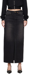 We11done Black Washed Denim Maxi Skirt