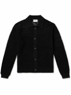 FRAME - Open-Knit Cotton Cardigan - Black