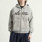 Avirex Men's Script Logo Zip Hoodie in Heather Grey