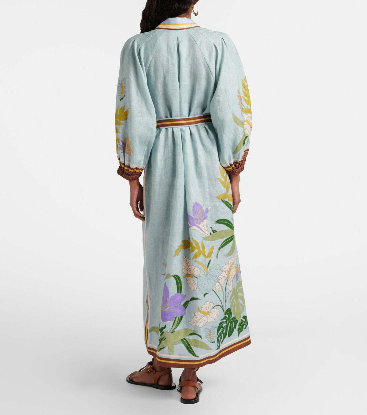 Alémais Belted floral linen shirt dress