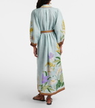 Alémais Belted floral linen shirt dress