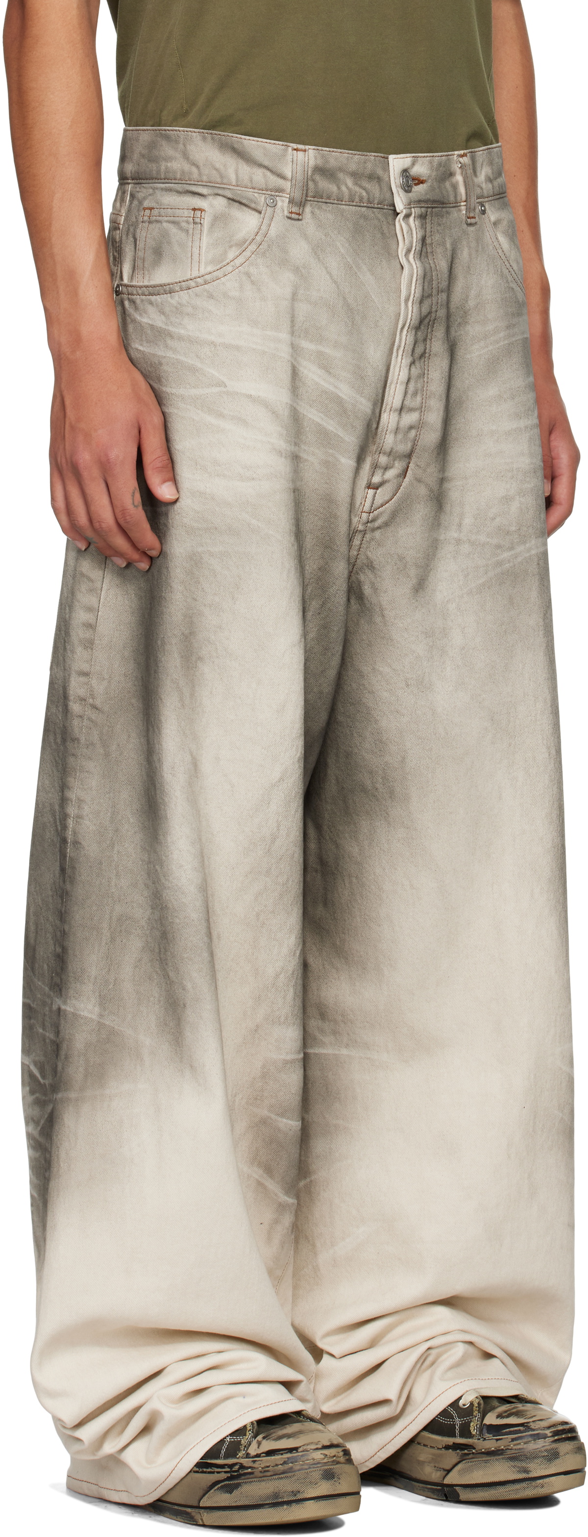 B1ARCHIVE Gray Wide Leg 5 Pocket Jeans