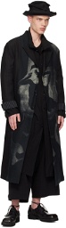 Yohji Yamamoto Black Printed Coat