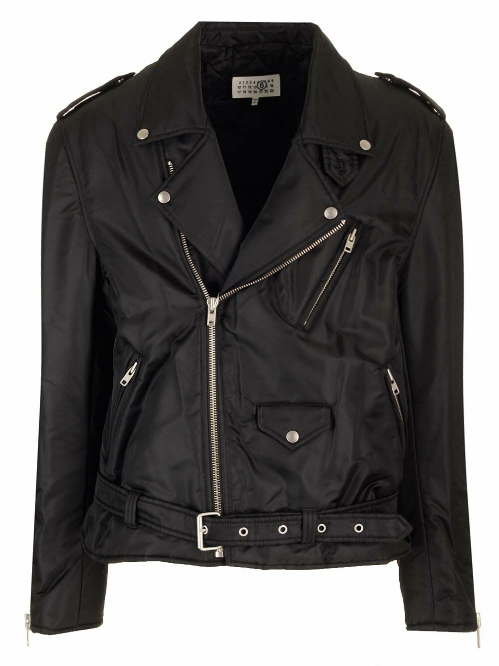 MM6 Maison Margiela Black Zip Leather Jacket MM6 Maison Margiela