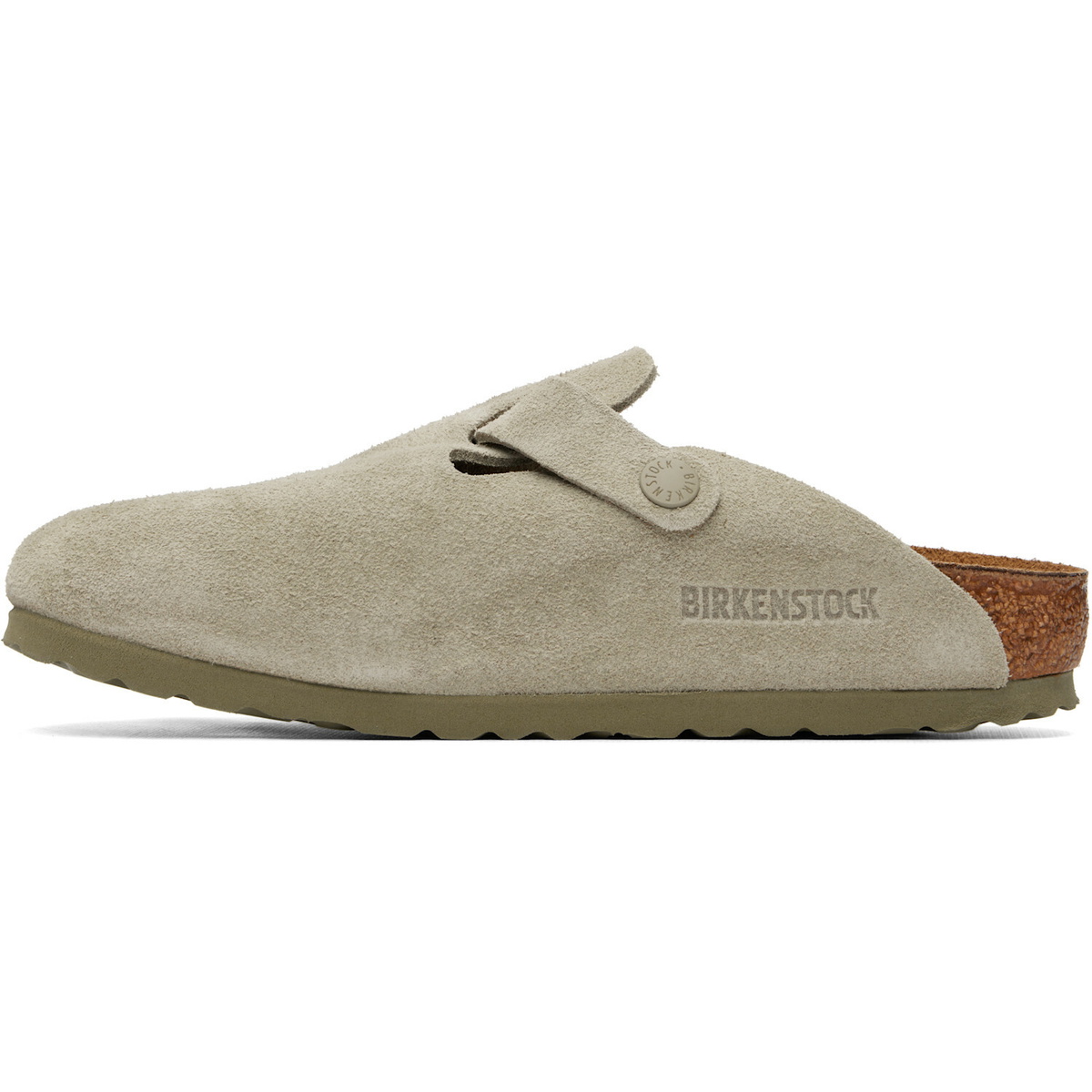 Birkenstock Khaki Narrow Boston Suede Leather Loafers