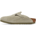 Birkenstock Khaki Narrow Boston Suede Leather Loafers
