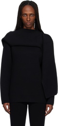 Courrèges Black Scarf Oversized Wool Sweater