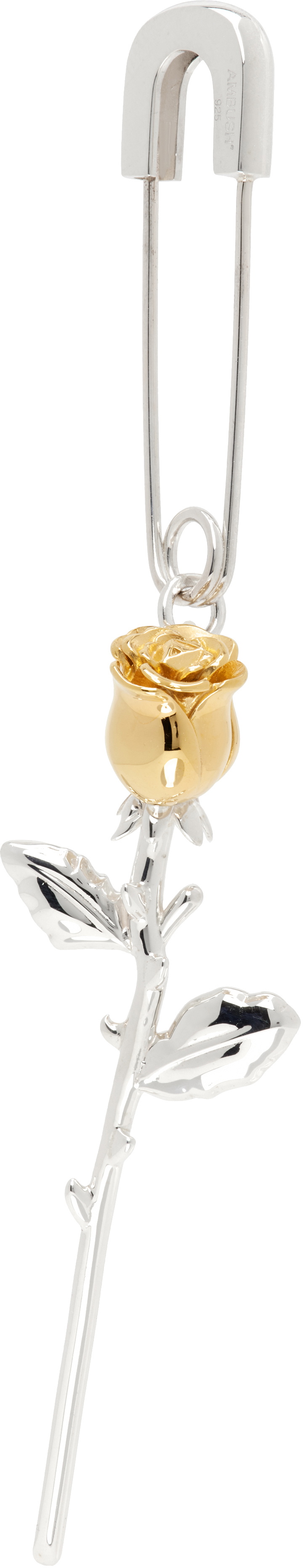 AMBUSH Silver & Gold Rose Charm Single Earring