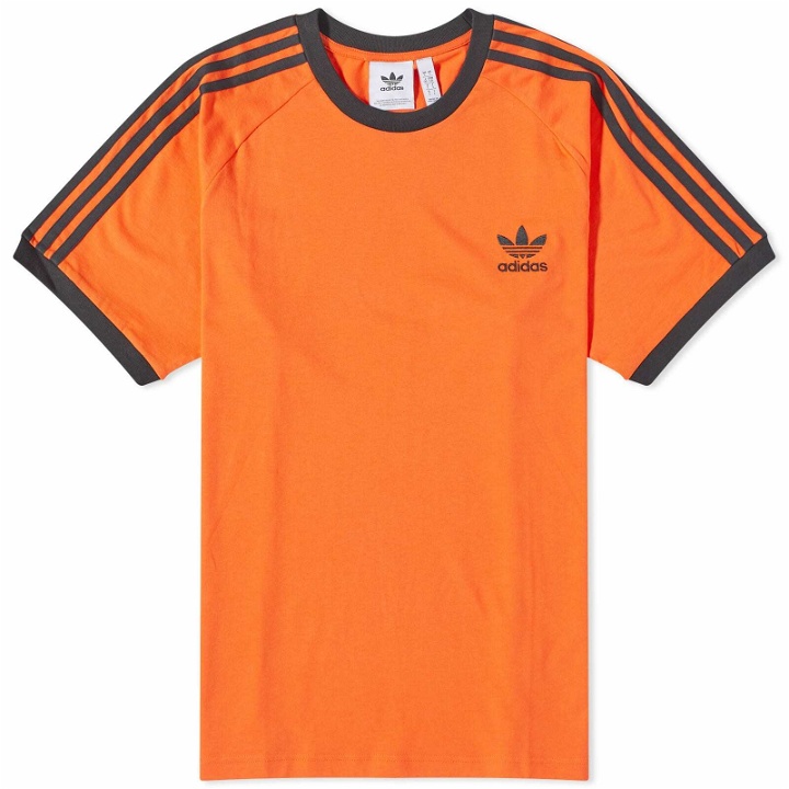 Photo: Adidas Men's 3 Stripe T-Shirt in Semi Impact Orange