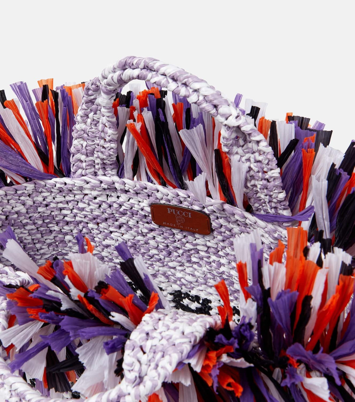Pucci Logo Small raffia-trimmed tote