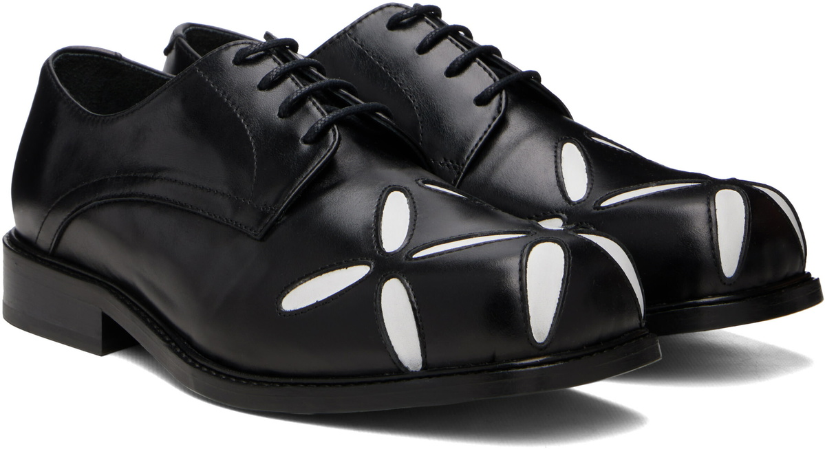 Stefan Cooke Black Slashed Square Toe Derbys