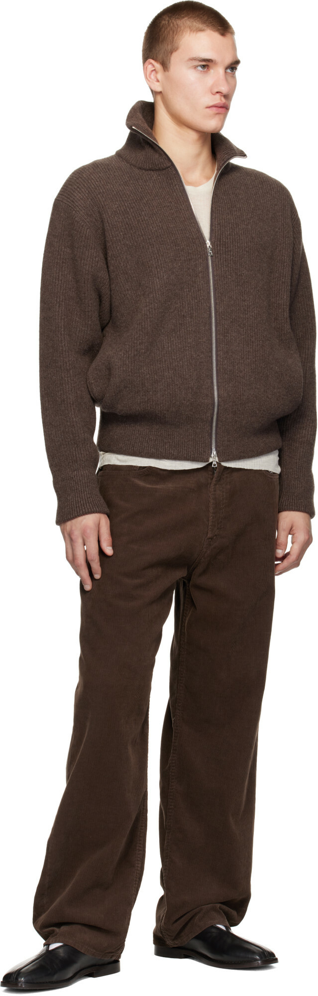 ssstein Brown Extra Fine Wool Drivers Sweater