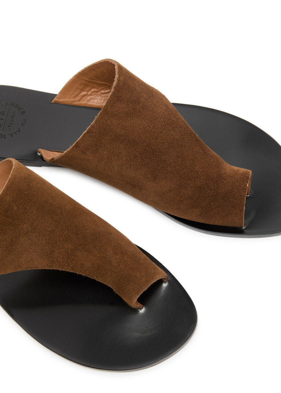 Atp Atelier Rosa Suede Thong Sandals Brown
