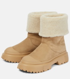 Hogan H619 faux shearling-trimmed suede ankle boots