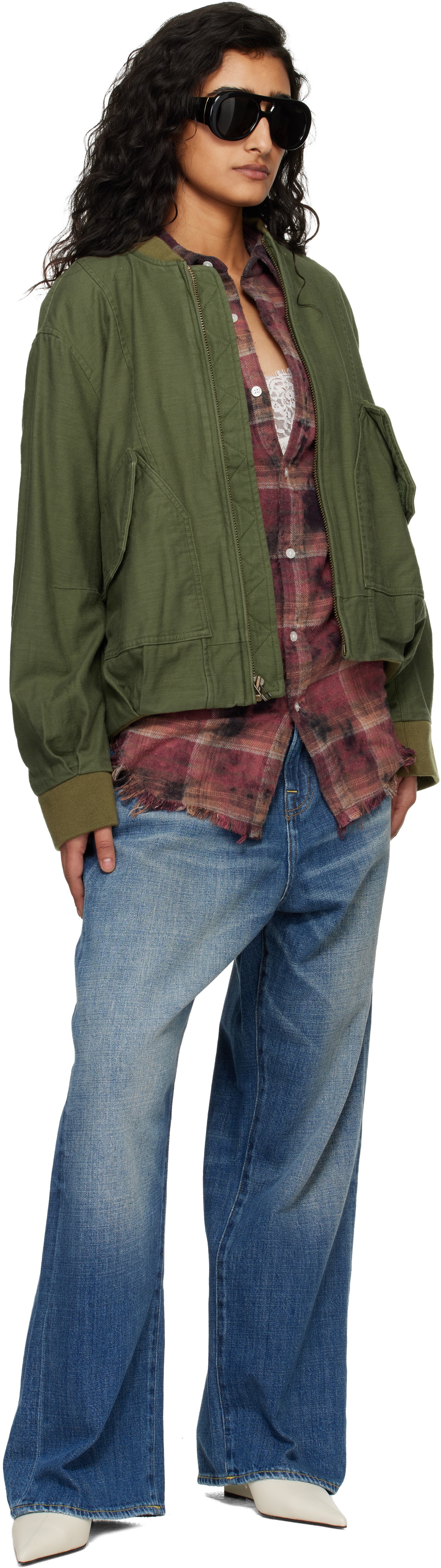 R13 Khaki Bubble Bomber Jacket