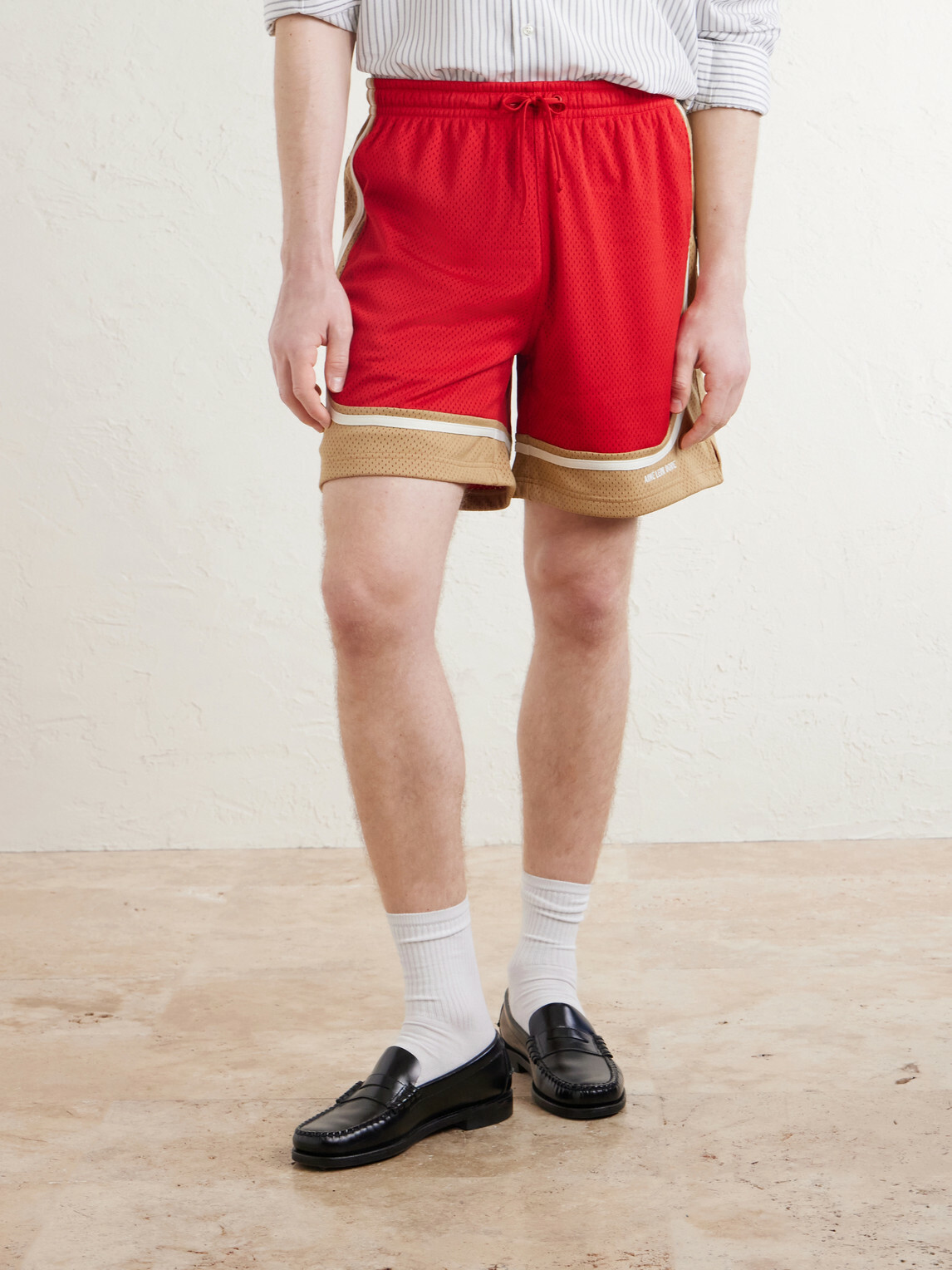 Aimé Leon Dore - Novelty Straight-Leg Logo-Embroidered Mesh Drawstring Shorts - Red