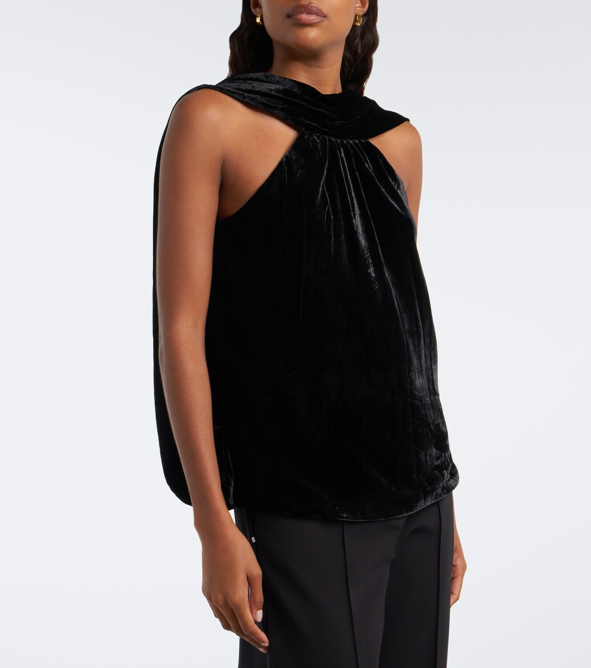 Simkhai Scarlett draped caped velvet top