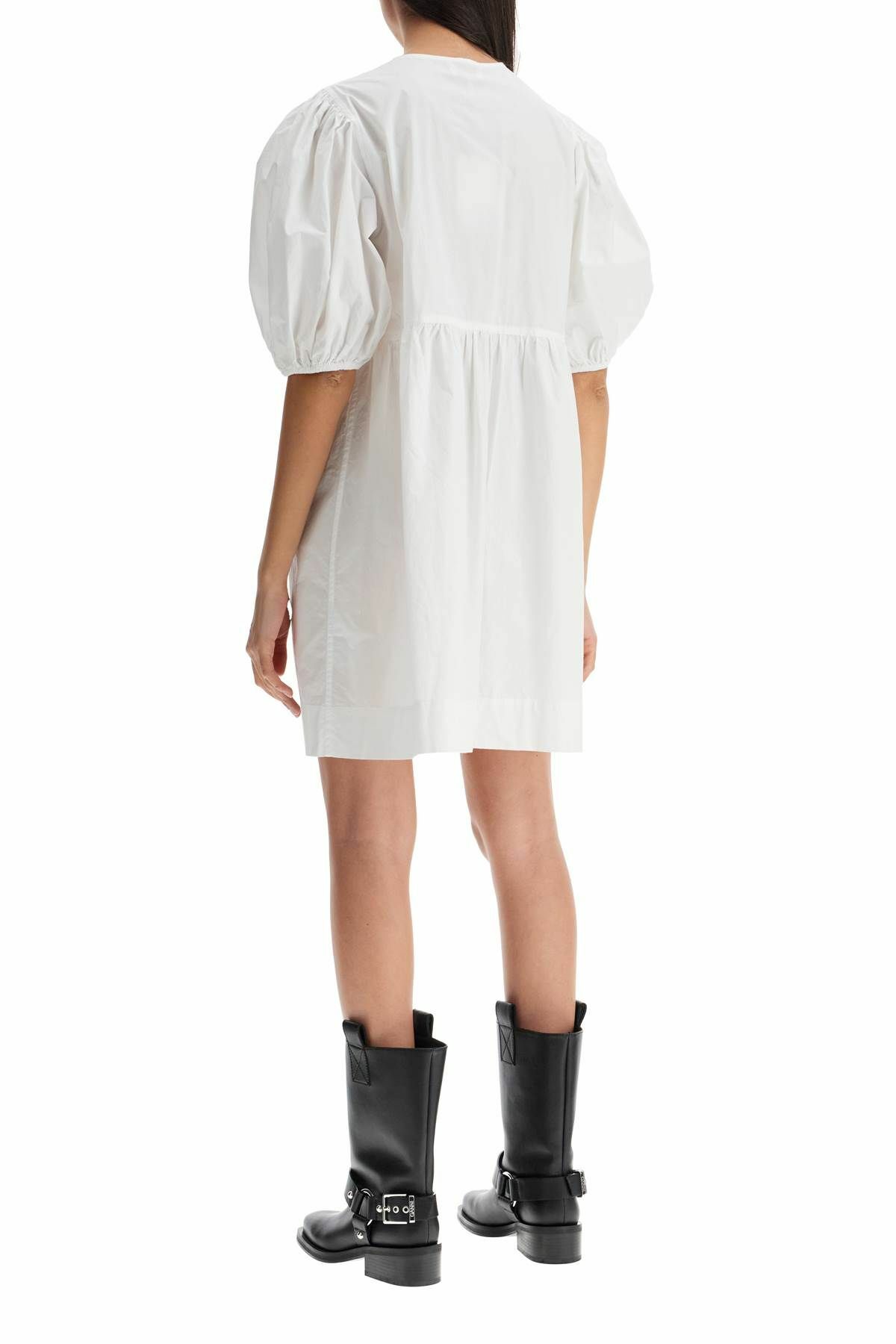 knee length dresses for ladies GANNI MINI DRESS W FRILL BRIGHT WHITE – Simple Caracters main image 0