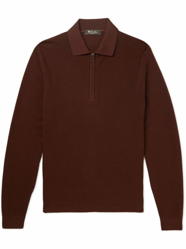 Photo: Loro Piana - Slim-Fit Wool and Silk-Blend Half-Zip Polo Shirt - Brown