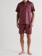 CDLP - Home Satin-Trimmed Lyocell Pyjama Shorts - Burgundy