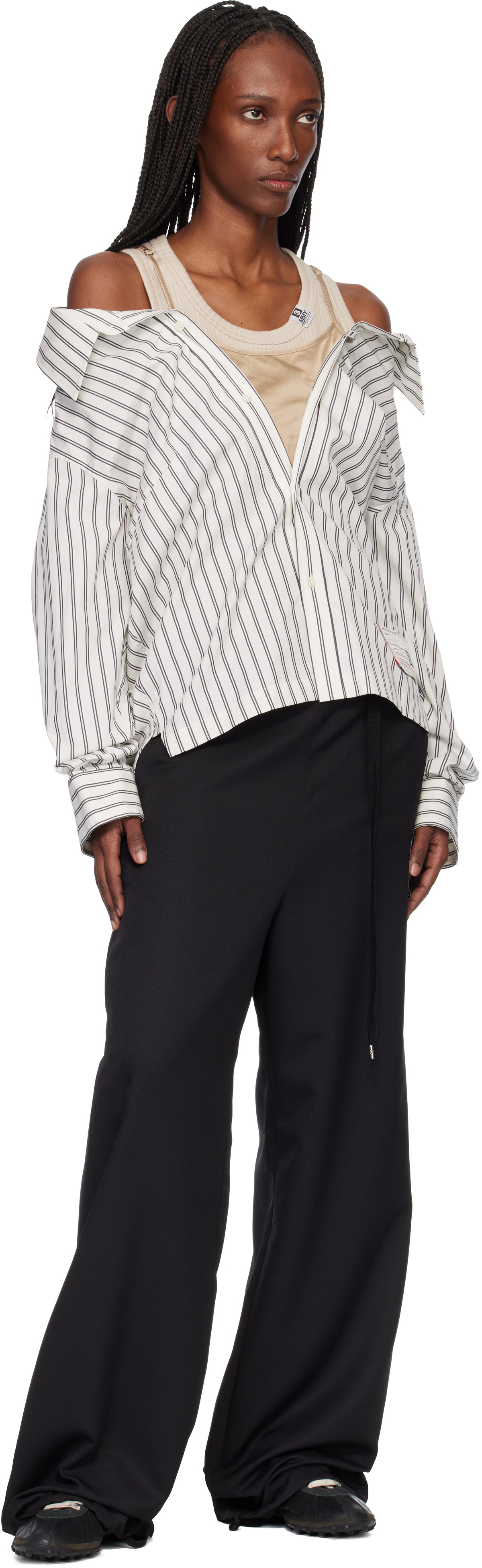 Maison MIHARA YASUHIRO Off-White & Beige Triple Layered Stripe Shirt