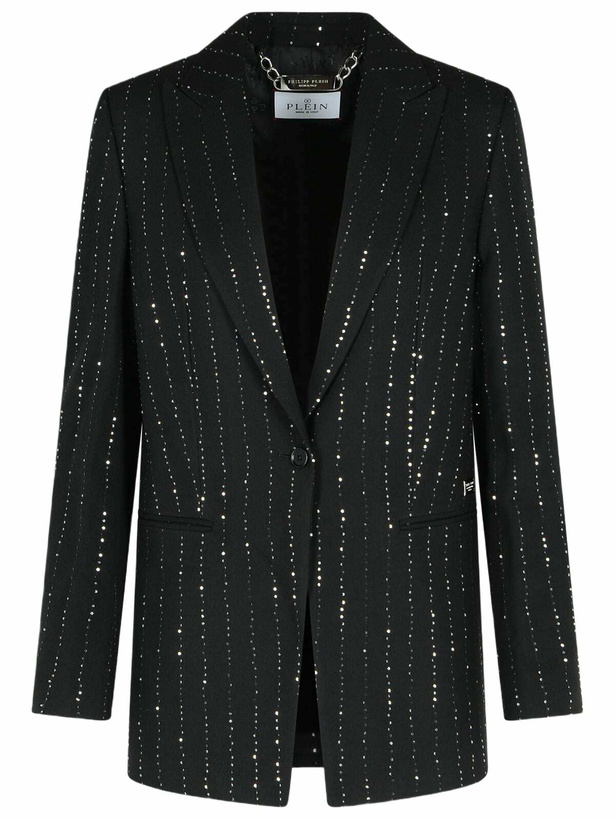 Photo: Philipp Plein boyfriend Fit Blazer With Black Wool Blend Paiettes