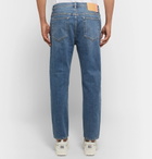 Acne Studios - River Tapered Paint-Splattered Stretch-Denim Jeans - Men - Mid denim